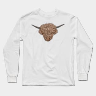 Highland Cow Paper Cut Illustration Long Sleeve T-Shirt